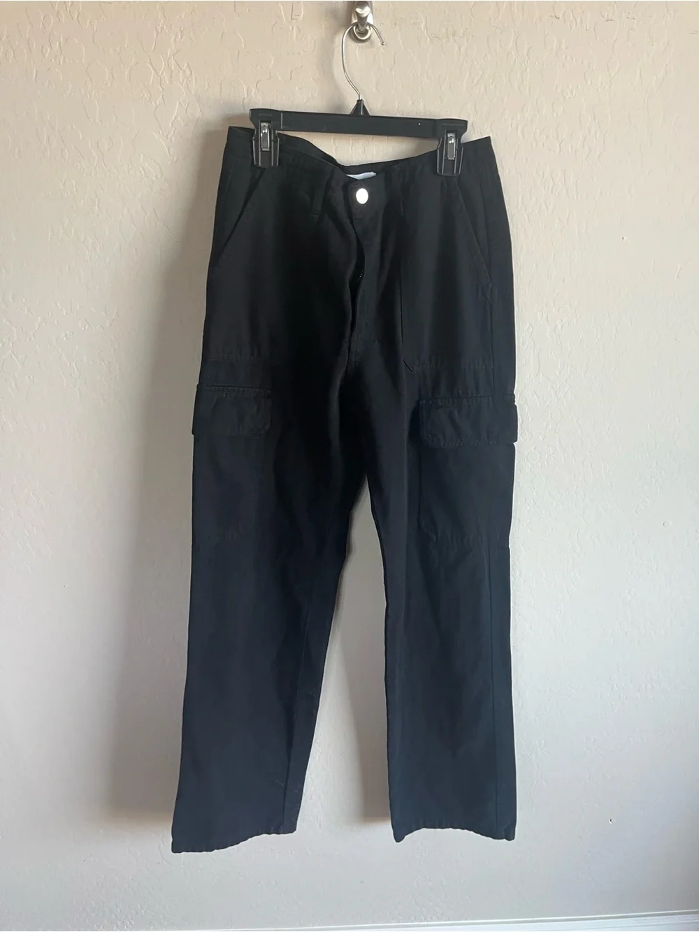 Zara Straight Leg Cargo Pants Black Size 4 Classic Minimalist Boho